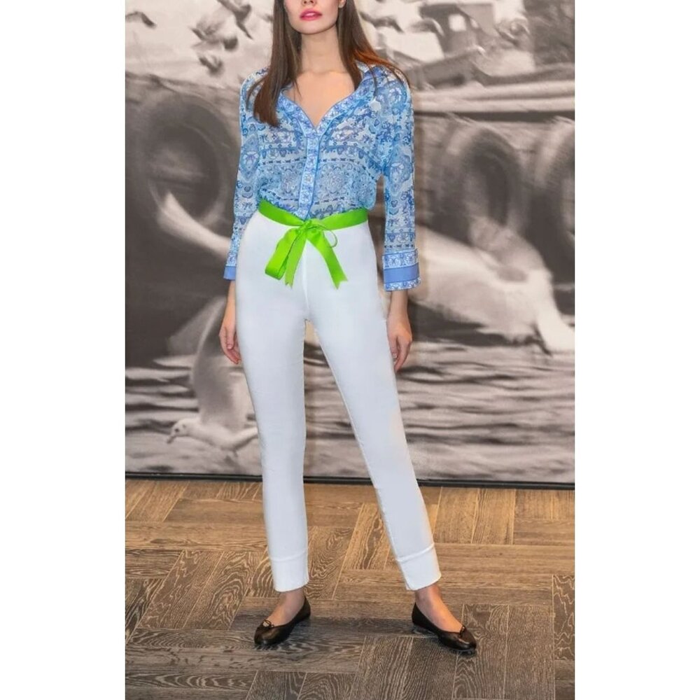 Gretchen Scott White Gripless pants Straight leg trousers size Medium stretch